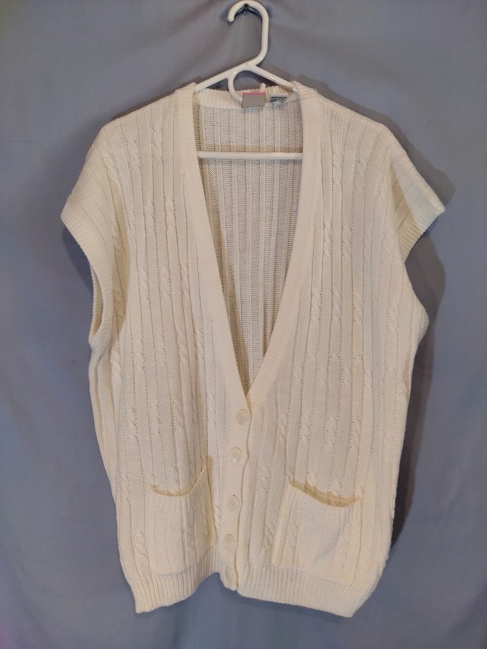 Vintage American Weekend White Short Sleeved Cardigan